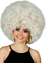 Load image into Gallery viewer, Deluxe 70s Afro Wig Women - Huge Blonde Jumbo Afro Disco Costume Wigs 70's Costumes Accessories.