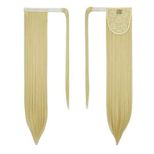 Load image into Gallery viewer, Ponytail Hairpiece 28 Inch Wrap Around Ponytail Hair Extension Straight Synthetic Clip in Pony Tail Extension Magic Paste Bleach Blonde Ponytail Hairpiece for Women, 160g - Bleach Blonde, 613C