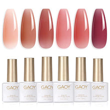 Load image into Gallery viewer, GAOY Summer Jelly Gel Nail Polish Set of 6 Colors Including Red Pink Nude Gel Polish Kit UV LED Soak Off Nail Polish Home DIY Manicure Nail Salon Varnish