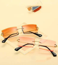 Load image into Gallery viewer, Dollger Rimless Rectangle Sunglasses for round faces for Women Fashion Frameless Square Glasses for Men Ultralight UV400 Eyewear Unisex Tea