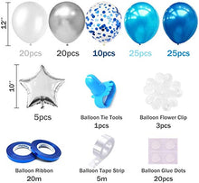 Load image into Gallery viewer, iZoeL Blue Balloon Arch Kit for Boys Girls Men Women -Baby Shower Birthday Party Decorations Supplies - with Tape Strips Tie Tools Flower Clips Star Confetti Balloons Garland