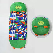 Load image into Gallery viewer, KIAOPE Kids Sleeping Bag with Pillow, Comfortable Soft Kids Sleeping Bag, 2 In 1 Foldable Sleeping Bag, Perfect for Kids Camping and Sleeping (54 x 20 inch, green)