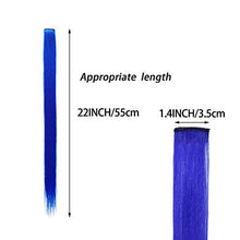 Load image into Gallery viewer, GIHENHAO 46 Pcs Coloured Hair Extension in 22 Inch Rainbow Hair Extensions Hairpieces,Party Highlights Synthetic Clip in Long Hairpiece for Women Girls Kids Gift(36 Colors 46pcs)