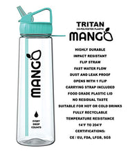Load image into Gallery viewer, Mango Water Bottle With Straw - 900ml Motivational Time Markings - BPA Free Sports Bottles With Flip Nozzle And Leakproof Cap