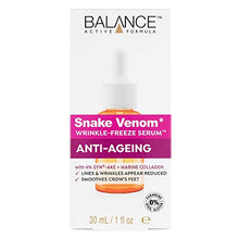 Load image into Gallery viewer, Balance Active Formula Snake Venom Wrinkle Freeze Serum (30 ml) - Lines and Wrinkles Appear Reduced; Smoothes Crow's Feet; Dermatologically Tested; Cruelty Free