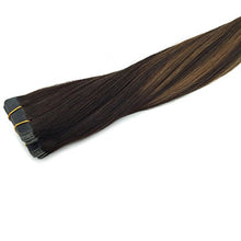 Load image into Gallery viewer, Googoo 14inch Tape in Hair Extensions Balayage Dark Brown to Light Brown Remy Tape in Human Hair Extensions 20pcs 50g