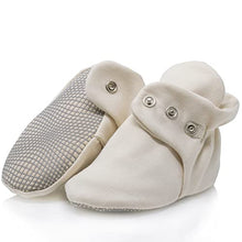 Load image into Gallery viewer, Organic Cotton Baby Booties, Non Skid, Soft Sole, Stay On Baby Shoes, House Slippers for Baby Boys Girls Toddlers (Beige, 0-6 Months)