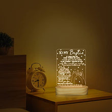 Load image into Gallery viewer, to My Bestie Gifts,3D Illusion Lamp I Love You Friends Night Light for Best Friend Sister Girls Women BFF Birthday Holiday Friendship Gift, Soft Warm White Colors LED Wooden Table Lamp