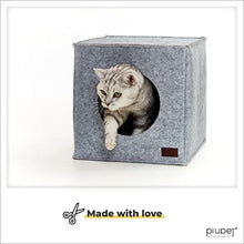 Load image into Gallery viewer, PiuPetยฎ Premium Cat Bed incl. Cushion, Suitable for e.g. IKEAยฎ Kallax & Expedit Shelves, Cats beds in grey, Cozy cat house, Cat basket