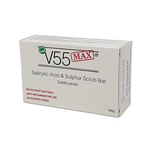 Load image into Gallery viewer, V55 MAX Salicylic Acid, Tea Tree Oil and Sulphur Soap Scrub for Spots Blackheads Milia Blemishes Problem Skin Suitable and Safe for those Prone to Acne - Paraben and Cruelty FREE - 100 grams
