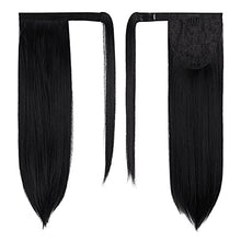 Load image into Gallery viewer, ZAIQUN Clip in Ponytail Extension Wrap Around Pony Tail Long Straight 20 Inch Synthetic Ponytail Hair Extensions Hair Pieces for Women(20'', Dark Black)