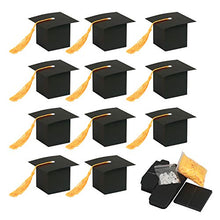 Load image into Gallery viewer, KATOOM Graduation Candy Boxes, 30pcs Doctoral Cap Shaped Gift Box Black Graduation Celebration Treat Candy Chocolate Sweet Box with Yellow Tassel for Graduation Ceremony Party