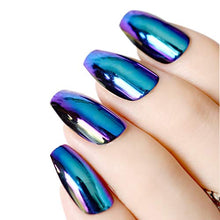 Load image into Gallery viewer, Coffin False Nails Gorgeous Mirror Holographic Chrome Effect Fake Nails Chameleon Nails Glitter False Nails 24PCS