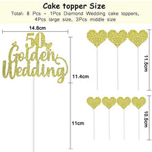 Load image into Gallery viewer, 50th Wedding Anniversary Cake Toppers - Glitter 50th Golden Weddding Anniversary Heart Cake Decoration for Celebration Party Supplies