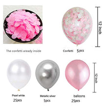 Load image into Gallery viewer, YELYAN 60PCS Balloons Set, 12 Inches Shiny Pink & White Confetti Balloons, White Pink Latex Balloons Silver Metallic Balloons Helium Balloons for Wedding Birthday Party Decoration