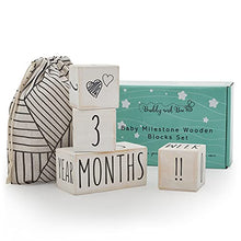 Load image into Gallery viewer, Wooden Milestone Blocks for Baby Boy & Girl - Gender Neutral Daily, Weekly & Monthly Baby Milestone Age Blocks for Baby Pictures - Made with Eco Friendly Premium Pine Wood & Certified Non Toxic Paint