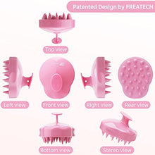Load image into Gallery viewer, FREATECH Scalp Massager Shampoo Brush with Soft & Flexible Silicone Bristles for Hair Care and Head Relaxation, Ergonomic Scalp Scrubber/Exfoliator for Dandruff Removal and Hair Growth, Pink