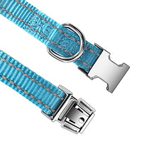 Load image into Gallery viewer, Reflective Dog Collar, Adjustable Basic Dog Collar with Metals Buckle, Soft Nylon Pet Collar for Puppy Small Medium Dogs (L, Blue)