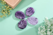 Load image into Gallery viewer, CrystalTears Natural Amethyst Carved Thumb Worry Stone Healing Crystal Pocket Palm Stone 1PC