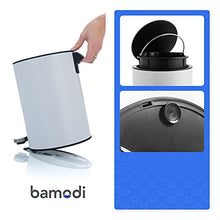 Load image into Gallery viewer, Bamodi Bathroom Bin 3L – Bathroom Bins with Lids – Small Pedal Bin for Bathroom, Toilet, Restroom – Stainless Steel Rubbish Waste Trash Can with Removable Inner Bucket (white)