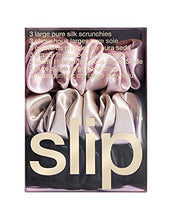 Load image into Gallery viewer, Slip Silk Large Scrunchies in Black, Pink, and Caramel - 100% Pure 22 Momme Mulberry Silk Scrunchies for Women - Hair-Friendly Silk Scrunchies - Luxurious Elastic Hair Scrunchie Set (3 Scrunchies)