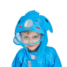 Load image into Gallery viewer, LIVACASA 3D Cute Raincoat Kids Waterproof Breathable Rainsuit All in One Puddle Suits Boys Girls Hooded Muddy Suit with Reflector Lightweight PVC Transparent Hat Brim for Kids Blue S 3-5 Years
