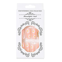 Load image into Gallery viewer, Brishow Coffin False Nails French Fake Nails Flowers Press on Nails Glitter Stick on Nails 24pcs for Women and Girls