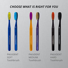Load image into Gallery viewer, PRESIDENT Exclusive Medium Toothbrush -- Cleans and Removes Plaque, Tartar and Staining to Prevent Cavities -- 6 MIL (Purple/Multicolour)