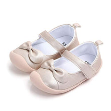 Load image into Gallery viewer, LACOFIA Baby Girls Bowknot Mary Jane Flats Infant Anti-Slip First Walking Shoes Gold Size 3