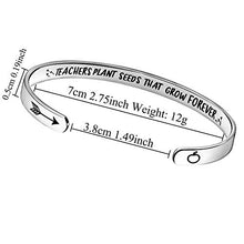 Load image into Gallery viewer, Teacher Appreciation Gifts Teacher Cuff Bracelet Gifts Charm Cuff Jewellery Gifts for Women Teacher Bangle for Teachers Day Teacher Appreciation Week Present (34 Teacher Plant Seeds)