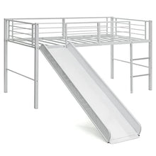 Load image into Gallery viewer, COSTWAY Kids Mid Sleeper Bed, Children Loft Beds with Slide, Stairs and Safety Guardrails, Metal Single Bunk Bed Frame for Boys Girls, 150kg Capacity (White)
