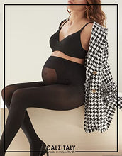 Load image into Gallery viewer, CALZITALY - 2 PAIRS Semi Opaque Maternity Tights, Pregnancy Tights, ComfortableMaternity Pantyhose, 40 DEN | MADE IN ITALY | (L, Black Color)