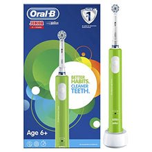 Load image into Gallery viewer, Oral-B Kids Electric Toothbrush, 1 Toothbrush Head, with Kid-Friendly Sensitive Mode, For Junior Kids Ages 6+, 2 Pin UK Plug, Green