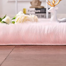 Load image into Gallery viewer, Faux Sheepskin Rug ,Rectangular,Fur Faux Fleece Fluffy Area Rugs Anti-Skid Yoga Carpet for Living Room Bedroom Sofa Floor Rugs (Pink, 23.6 x 35.4 inch)