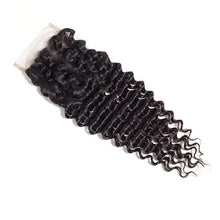 Load image into Gallery viewer, Brazilian Virgin Human Hair Deep Wave Lace Closure 4x4 Free Part 100% Unprocessed Virgin Brazilian Deep Curly Human Hair Lace Closure Natural Black Color (14Inch, Deep 4x4 Closure)