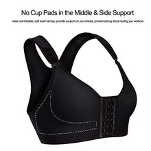 Load image into Gallery viewer, Bafully Women Post-Surgical Sports Support Bra Front Closure with Adjustable Straps Wirefree Racerback (Black, M)