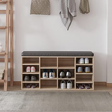 Load image into Gallery viewer, HOMCOM Multi-Storage Shoe Rack w/ 14 Compartments Cushion Moving Shelves Solid Frame Foot Pads Home Office Tidy Organisation Boots Trainers Brown