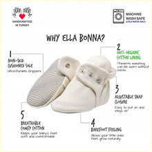 Load image into Gallery viewer, Organic Cotton Baby Booties, Non Skid, Soft Sole, Stay On Baby Shoes, House Slippers for Baby Boys Girls Toddlers (Beige, 0-6 Months)