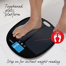 Load image into Gallery viewer, Salter 9192 BK3R Health Curve Bluetooth Smart Bathroom Analyser Scale, Measures Weight, Body Fat/Water, Muscle/Bone Mass, BMI and BMR, 8 User Memory, Connect to Smartphone using MiBody App, Black
