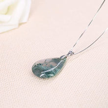 Load image into Gallery viewer, COAI 925 Sterling Silver Chain Teardrop Moss Agate Stone Pendant Necklace for Women