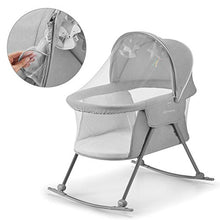 Load image into Gallery viewer, Kinderkraft Baby Crib 3 in 1 LOVI, Cradle, Travel Cot, Rocker, Easy Folding and Unfolding, Adjustable Canopy, with Accessories, Mattress Cover, Included Toys, Transport Bag, for Newborn, 0-9 kg, Gray