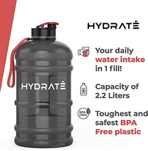 Load image into Gallery viewer, HYDRATE XL Jug 2.2 Litre Water Bottle - BPA Free, Flip Cap, Ideal for Gym - Colour Options (Black)