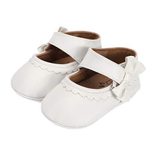 Load image into Gallery viewer, LACOFIA Baby Girls Ballerina Infant Christening Shoes Anti-Slip Bowknot Princess Prewalker, 3-6 Months, A White