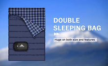 Load image into Gallery viewer, Agemore Cotton Flannel Double Sleeping Bag For Camping, Backpacking, Or Hiking. Queen Size 2 Person Waterproof Sleeping Bag For Adults Or Teens. Truck, Tent, Or Sleeping Pad, Lightweight