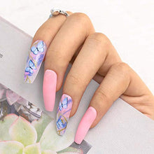 Load image into Gallery viewer, Sethexy Long Matte Ballerina False Nail Blue Butterfly Coffin Fake Nails Pink 24Pcs Acrylic Art Press on Nail Tips for Women and Girls