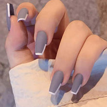 Load image into Gallery viewer, Generse Coffin False Nails Long Matte Fake Nails Purple French Ballerina Press on Nails Acrylic Full Cover Stick on Nail Tips 24pcs for Women and Girls