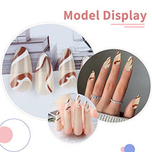 Load image into Gallery viewer, 24Pcs French Almond Nails Brown White Graffiti Acrylic Nails Artificial Stiletto Nails Art Decoration Press on Nail Tips Women Girls