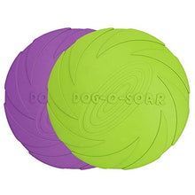 Load image into Gallery viewer, Vivifying Dog Frisbee, 2 Pack 7 Inch Natural Rubber Floating Dog Frisby Flying Saucer for Both Land and Water (Green + Purple)