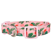 Load image into Gallery viewer, YUDOTE Pink Dog Collar Medium with Flamingos Print for Lively Female Girl Dogs Daily Use,Adjustable 31-49cm