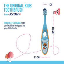 Load image into Gallery viewer, Jordan ® | Step 2 Toothbrush Kids | Kids Toothbrush for Age 3-5 Years Old | Soft Bristles, Dual Ergonomic Handle & BPA Free | Blue & Green Color | Pack 4 Units